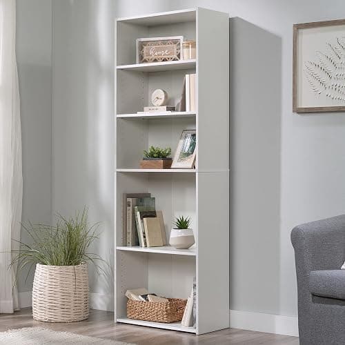 Sauder Beginnings 5-Shelf Bookcase, Bookshelf with Adjustable Storage Shelves, in Soft White thumbnail 2