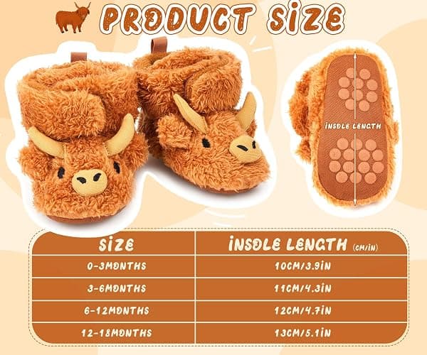 ShinyMatch Highland Baby Booties Newborn Baby Shoes Unisex Infant Slippers for Toddler Infant Girl Boy thumbnail 4