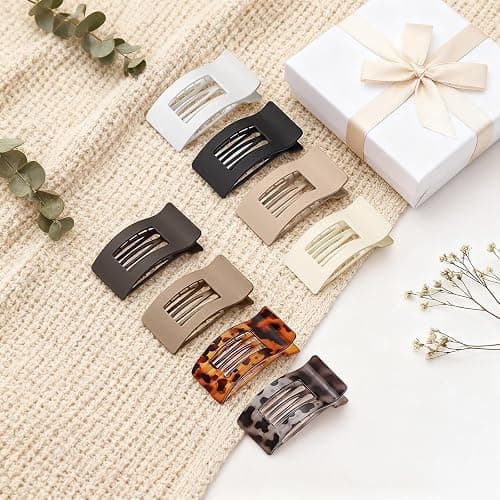 8 PCS French Flat Hair Clips for Women Girls,Matte Lay Flat Claw Clips, Large No-Slip Claw clips for Thick & Thin Hair, Strong Hold Styling Barrettes Accessories for Daily Styling thumbnail 8