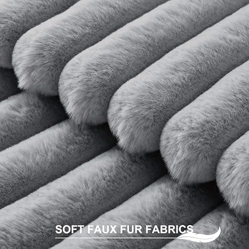 Pallene Faux Fur Plush Throw Pillow Covers 18x18 Set of 2, Luxury Soft Fluffy Striped Decorative Pillow Covers for Sofa, Couch, Living Room, Grey thumbnail 2
