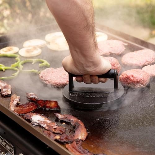 Cuisinart 6.5" Cast Iron Smashed Burger Press, Round Flat Edge Grill Press for Crispy Smash Burgers, Burger Tool for Grill and Griddle Accessories, for BBQs and Tailgates thumbnail 7