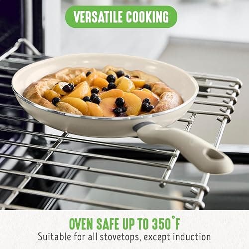 GreenLife 16 Piece Nonstick Cookware Set, Soft Grip Non-Toxic PFAS-Free Ceramic Pots & Pans, Dishwasher & Oven Safe, Frying, Sauce, Saute, Utensils, Glass Lids, Stay-Cool Handles, Wobble Free, Taupe thumbnail 11