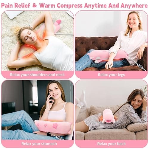 Sprinqdawin Sakura Cat Heating Pad-USB Heated Plush Stuffed Animals for Period Cramps and Menstrual Pain Relief,22” Portable Electric Kitten Heating Pads,Built-Pocket Plush Girls Birthday Gifts,Pink thumbnail 6