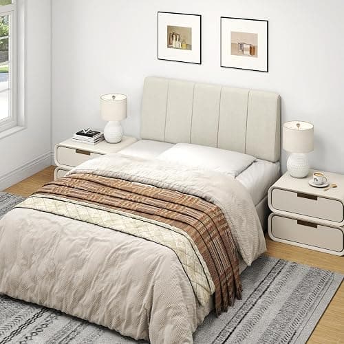 Liiwepo Twin Size Headboard Only-No Assembly Required, Beige | Easy to use no assembly required, Linen fabric and extra-thick foam for added comfort, Modern style headboard twin xl size thumbnail 7