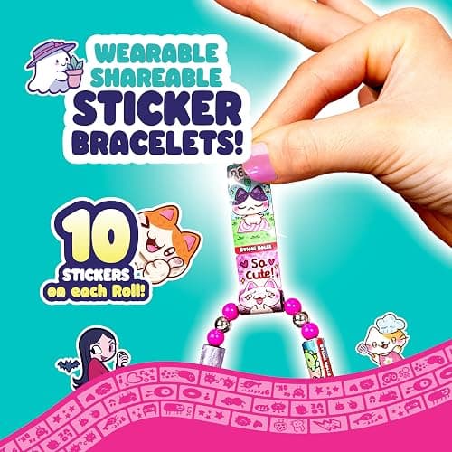 Sticki Rolls Pendant Pack | 120 Exclusive Wearable Shareable Stickers with Pendant and Bracelet | Collect and Share | Ages 5 and Up | Series 2 - Booboo thumbnail 5
