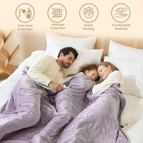 EHEYCIGA Heated Blanket Electric Blanket Throw - Heating Blanket with 9 Heating Levels & 10 Hours Auto Off, Soft Cozy Sherpa Washable Blanket with Fast Heating, 50 x 60 Inches thumbnail 2