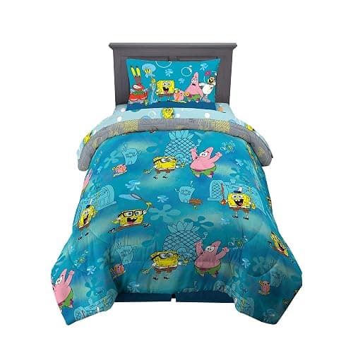 Franco Kids Bedding Super Soft Comforter and Sheet Set, 4 Piece Twin Size, Spongebob - Image 1