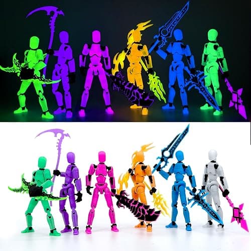 [6-PACK] Glowing Titan 13 Action Figure Set Already Assembled, T13 3D Printed Action Figures With Weapons Accessories T 13 Lucky Robo Dummy Nova 13 Action Figures, Figura de acción t13 (6-Colors) - Image 1