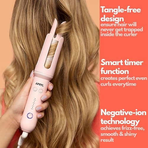 Apryl Automatic Curling Iron – Hair Curler Wand Rotating – Professional Ceramic 1.25 Inch Long Barrel Hair Curler – Fast Self Spinning Styling – Dual Voltage & Anti-Scald – 4 Temperature & Auto Timer thumbnail 6