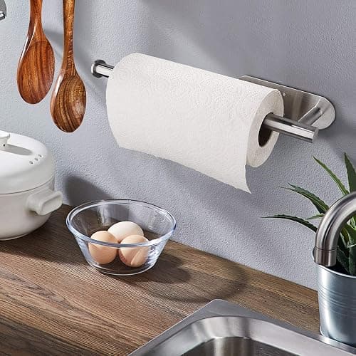 Paper Towel Holders for Kitchen,Paper Towels Bulk- Self-Adhesive Under Cabinet,Both Available in Adhesive and Screws,Stainless Steel thumbnail 4