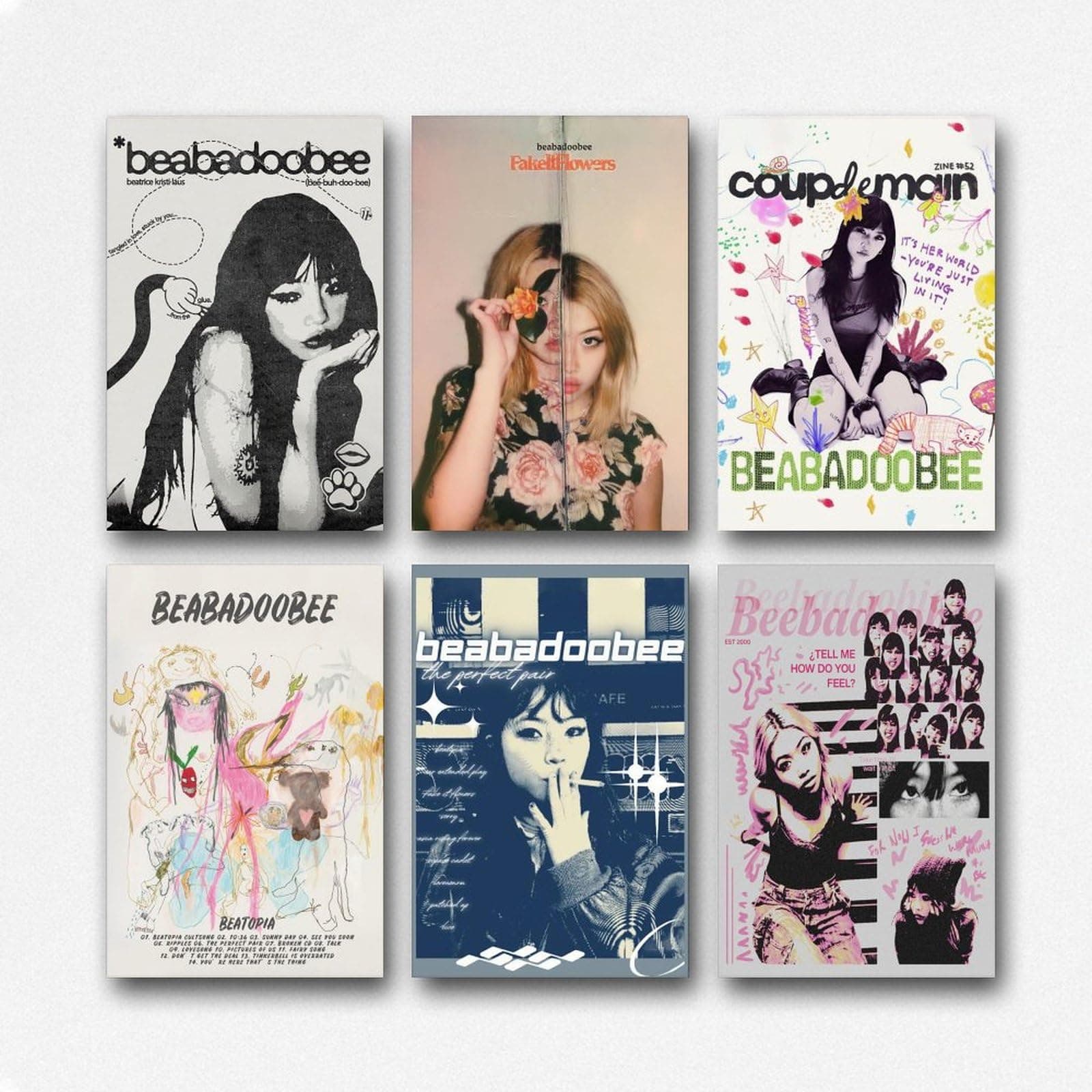 Beabadoobee Poster Music Atr Vintage Singer Poster A Set of 6 Canvas Posters Room Aesthetic Festival Family Bedroom Decor Wall Art Home12x18inch(30x45cm) Style - Image 1