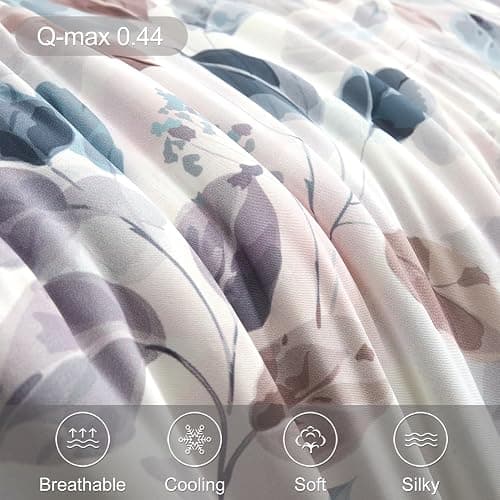 LLanCL Floral Print Cooling Blankets for Hot Sleepers - Cool Like Ice Cream Blanket for Summer, Lightweight Double-Sided Cooling Comforter Quilt (Throw Size 47" x 59" Blue) thumbnail 5