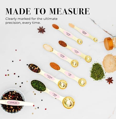 Pink Magnetic Measuring Spoons Set - 8-Piece Dual-Sided Stainless Steel Spoons, Stackable and Spice Jar Friendly – Stylish Pink Kitchen Accessories for Cooking and Baking thumbnail 4