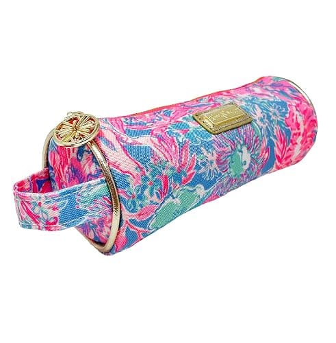 Lilly Pulitzer Pink Pencil Pouch Holder, Cute Travel Bag/Case with Carrying Handle and Zip Close, Viva La Lilly thumbnail 4