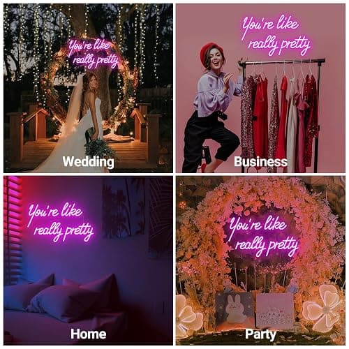30IN Large You're Like Really Pretty Neon Sign, Dimmable Pink Handmade Led Neon Light for Salons, USB Power Bathroom Bedroom Girls Makeup Room Bachelorette Party Home Birthday Gift thumbnail 7