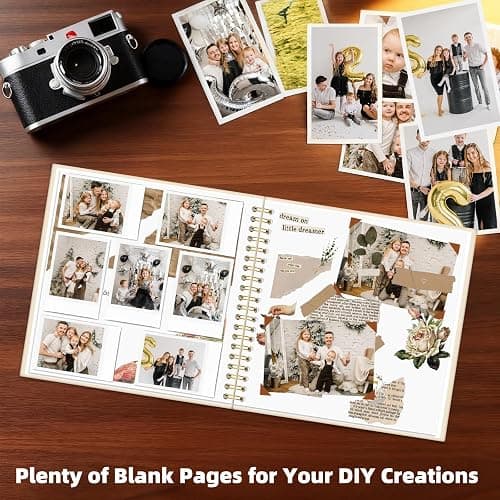 Vienrose 8 x 8 Inch Scrapbook Album Gift Set, Linen Hardcover Photo Book with 40 White Pages, DIY Memory Book Kit with Accessories for Wedding, Baby Shower, Travel, Christmas (Beige, 20 Sheets) thumbnail 4