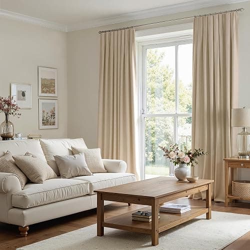 Topfinel Beige Velvet Curtains 84 Inches Long for Bedroom Living Room Neutural Elegant Soft Velvet Modern Boho Blackout Thermal Back Tab Curtain Drapes Home Decor Set of 2,84 inch Length thumbnail 5