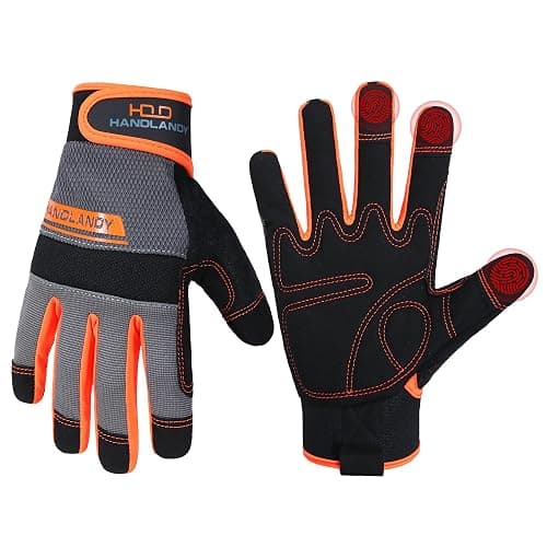 HANDLANDY Work Gloves for Men & Women, Utility Mechanic Working Gloves Touch Screen, Flexible Gardening Gloves for Yard - Image 1