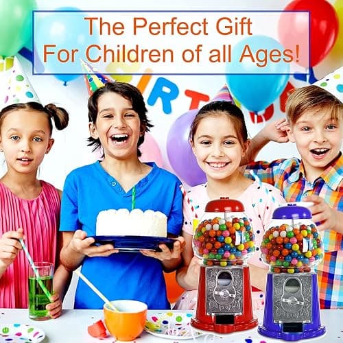 Gumball Machine for Kids 9" - Heavy Duty Metal with Glass - Christmas Antique Style Bubble Gum Machine - Kids Coin Operated Toy Bank for USA Coins - Candy Dispenser - Playo thumbnail 3