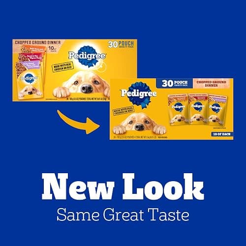 Pedigree Chopped Ground Dinner Adult Soft Wet Dog Food 30-Count Variety Pack, 3.5 oz Pouches thumbnail 2