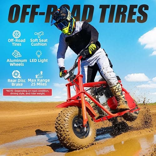 HOVER HEART Mini Bike, Gas Dirt Bike, Minibike, Gas Powered Mini Bikes for Adults, 99cc-4 Stroke Pit Bikes with Led, Dirtbike Motorcycle Max Load 200 Lbs, Speed 34.5 KM/H, Age13+ Hoverheart thumbnail 4