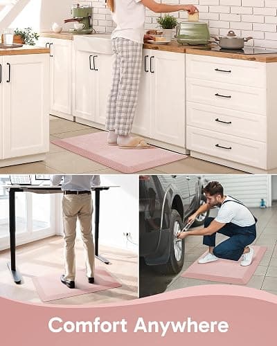 Ophanie Kitchen Mats for Floor, 3/4 Inch Thick Kitchen Rugs, 20''x32'' Anti Fatigue Standing Cushioned Mat, Waterproof,Comfort Ergonomic Mat for Office, Home, Sink, Pink Non-Slip Bottom thumbnail 9
