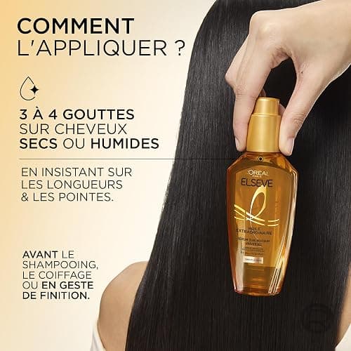 L'Oréal Paris - Elseve Huile Extraordinaire - Soin Sublimateur Universel Nourrissant Multi-Usages - Sans Rinçage - Enrichi en Huiles Rares de Marula & Camélia - Tous Types de Cheveux Secs - 100 ml thumbnail 6