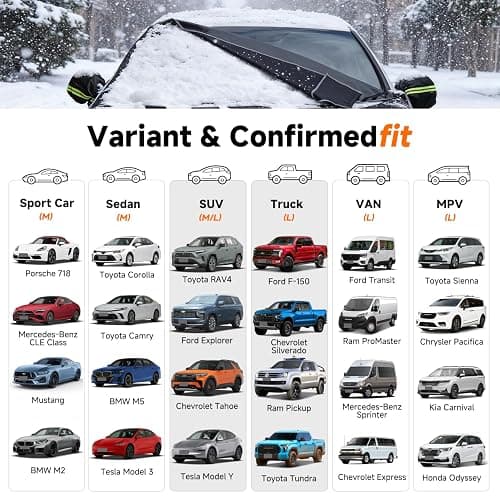 DooGooCoo [Upgraded] 7-Layer Car Windshield Snow Cover, [Efficient Winter Protection] Against Snow, Ice, Frost and Water, [Military-Grade Durable] Universal Fit for Cars, SUVs, and Trucks-Medium thumbnail 6