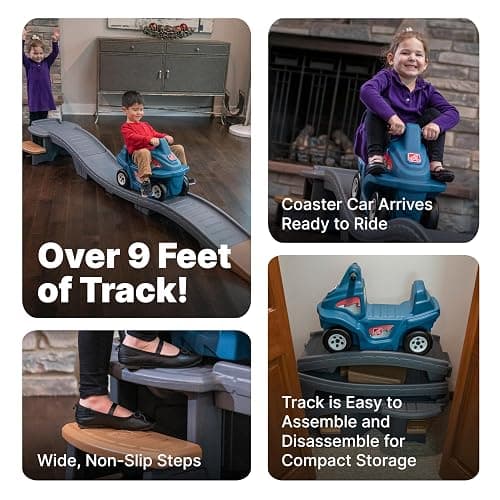 Step2 Up & Down Roller Coaster Kids Ride On Toy, Push Car, Indoor/Outdoor Playset, Made of Durable Plastic, Max Weight 50 lbs., for Toddlers 2-5 Years Old, Gray & Blue thumbnail 5