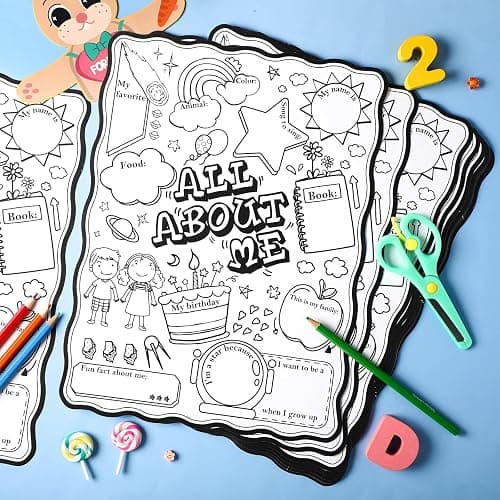 Pajean 25 Pcs All About Me Posters Student Activity Kit - Star Student Poster for Classroom Must Haves - First Day of School Activity for Kindergarten & Elementary thumbnail 6