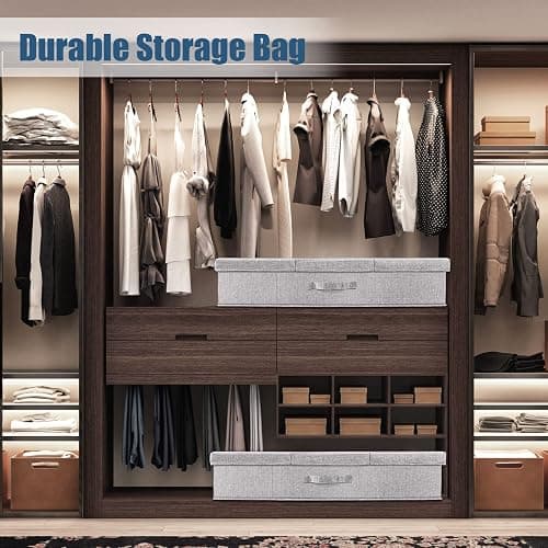 Supowin Underbed Storage Containers Bin with Lids, Large Under Bed Storage Organizer Box with Handle, Foldable Under the Storage Bags for Organizing Clothes, Shoes, Blankets, Pillows thumbnail 7