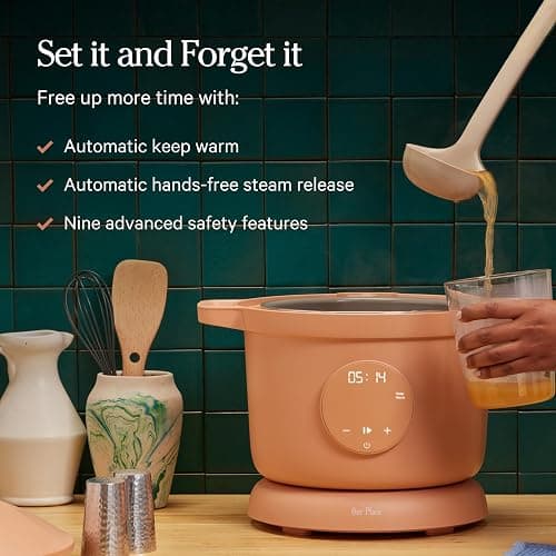Our Place Dream Cooker | 6 Qt Ceramic Nonstick Multicooker & Pressure Cooker with Touchscreen Controls & Auto Steam Release | 4 Modes: Pressure Cook, Sauté/Sear, Slow Cook & Warm | Steam thumbnail 4