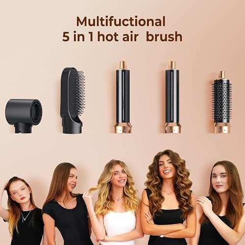 5 in 1 Blow Dryer Brush, Upgrade Hair Dryer Brush Air Curler Air Curling Wrap Styler, Detachable Hot Air Brush Negative Ion Curling Brush Iron, Hair Styling Tools for Drying Curling Straightening thumbnail 5