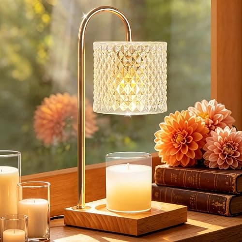 TigQiang Elegant Clear Candle Warmer Lamp with Timer, Decor Gifts for Women | Dimmer 7 Level Bright, 2 Bulbs, Top Melting, Home House Warming, Wax Warmer for Jar Candle, Electric Heater Scented Wax - Image 1