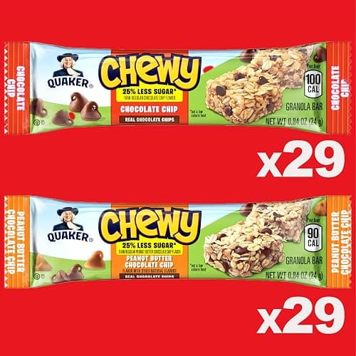 Quaker Chewy Granola Bars, 25% Less Sugar, 2 Flavor Variety Pack, (58 Pack) thumbnail 3