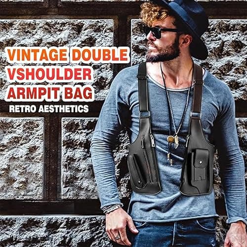 Under Arm Shoulder Bag for Men-Premium Leather Adjustable Underarm Shoulder Bag Water Resistant Anti-Theft Hidden Storage with Double for Men, Women Leather Armor thumbnail 3