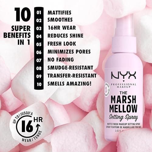 NYX PROFESSIONAL MAKEUP Marshmellow Makeup Setting Spray, Matte Setting Spray Mist for 16HR Make Up Wear - Long-Lasting, Vegan Formula thumbnail 2