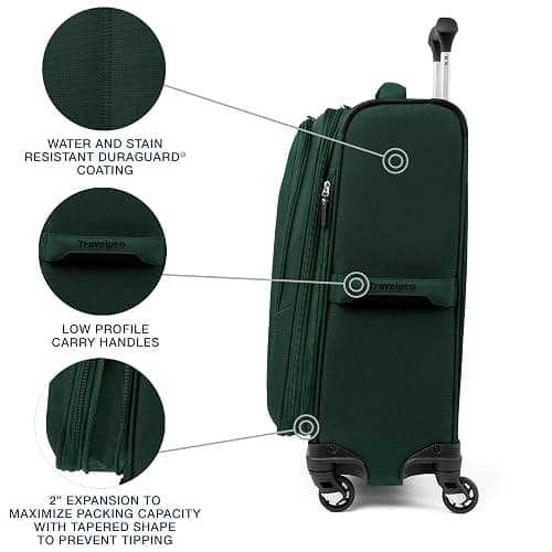 Travelpro Maxlite 5 Softside Expandable Luggage with 4 Spinner Wheels, Lightweight Suitcase, Men and Women, International, Forest Green, Carry-on 21-Inch thumbnail 4