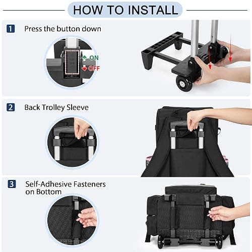 LoDrid Rolling Cleaning Backpack with Detachable Trolley, Professional Cleaning Supply Bag with Wheel, Mobile Cleaning Cart with Handle and Shoulder Strap, Cleaning Bags for House Cleaners, Bag Only thumbnail 5