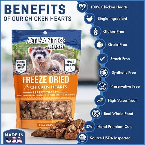 Freeze Dried Small Pet Treats - Resealable Bag of Treats for Ferrets - Ferret Snacks - Single Ingredient Ferret Food With No Preservatives Or Fillers- Small Animals Treats (1oz, chicken Heart) thumbnail 3