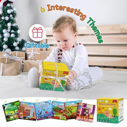 Dr.Rapeti Soft Cloth Books Baby Books Bath Books 6-Pack for Baby Infant Toddler Kids Crinkle Squeaky Washable Chewable Non-Toxic Early Educational Giftable thumbnail 6