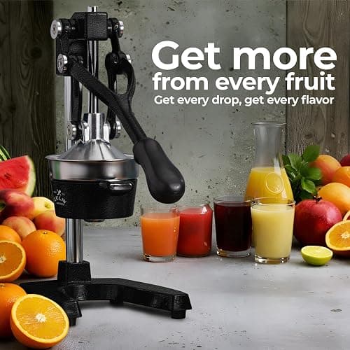 Zulay Kitchen Cast Iron Juicer - Easy-to-Clean Heavy-Duty Manual Juicer, Professional Citrus Juicer - Stainless Steel Lemon Squeezer - Manual Citrus Press & Orange Squeezer - Orange Juicer (Black) thumbnail 9