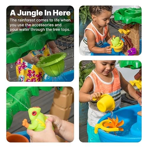 Step2 Tropical Rainforest Kids Water Tables, Outdoor Toddler Activity Table, Ages 1.5+ Years Old, 13 Piece Water Toy Accessories, Blue & Green thumbnail 7