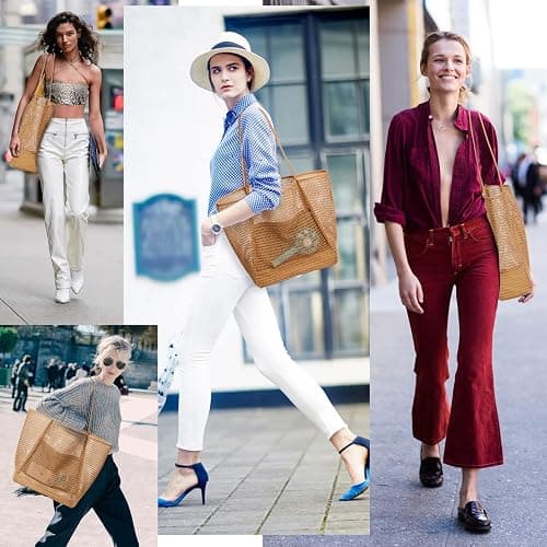KALIDI BeachNylon Mesh Tote Bag, Casual Tote Bag Hobo Women Foldable MAX 23L Shoulder Bag For Beach Picnic Vacation thumbnail 8