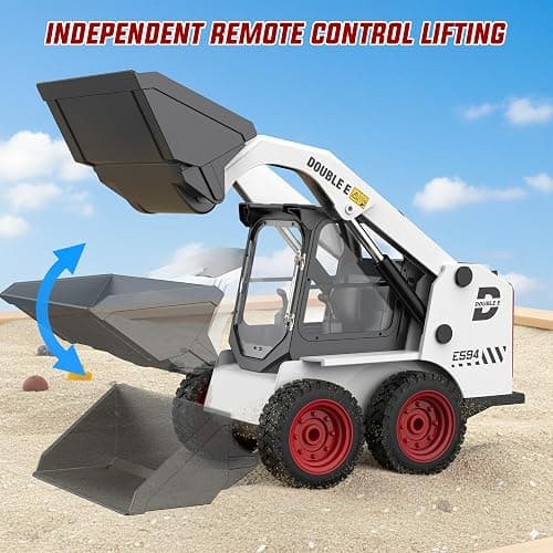 DOUBLE E RC Skid Steer Loader Toy for Kids,1:14 Scale Remote Control Construction Truck with Lights Sound & Sounds 2.4GHz RC Truck Toy, 360°Rotation,RC Front Loader Tractor Engineering Vehicles thumbnail 3