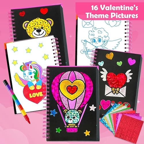 FUNNYB&G Foil Art Craft for Kids - Valentine's Day Crafts Gift 2026 Party Favors Classroom Gift Exchange Art Supplies Creative Birthday Travel Toys for Girls Boys 4 5 6 7 8 9 Years Old(Valentine's) thumbnail 8