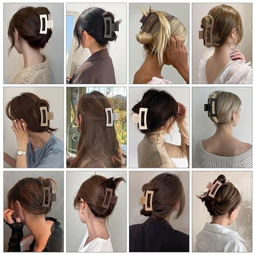 Sisiaipu 3.5 Inch Medium Hair Claw Clips 12 Pcs Square Claw for Thick and Thin Hair Rectangular Rectangle Hair Clips Jaw Clips Bulk Hair Accessories for women and Girls (Regular) thumbnail 6