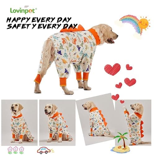 LovinPet Dog Pajamas Large Sized Dog, Anti Licking, Recovery Suit, Lightweight Jurassic Knit, UV for Large Dogs/XXL thumbnail 5