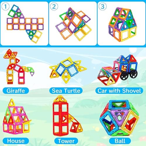 AQXONG 126 Pcs Ensemble de Blocs de Construction Magnétiques, Jouets de Construction magnétiques, Jouets Éducatifs, Cadeau Parfait pour Les Garçons et Les Filles âgés de 3 à 8 Ans thumbnail 7