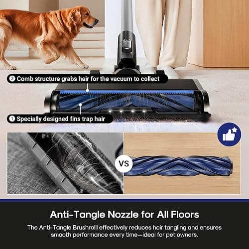 Eureka Cordless Vacuum Cleaner, Anti-Tangle Brushroll, Rechargeable Stick Vacuum, Lightweight for Carpet, Hard Floor, Pet Hair, Black NEC451BL thumbnail 2